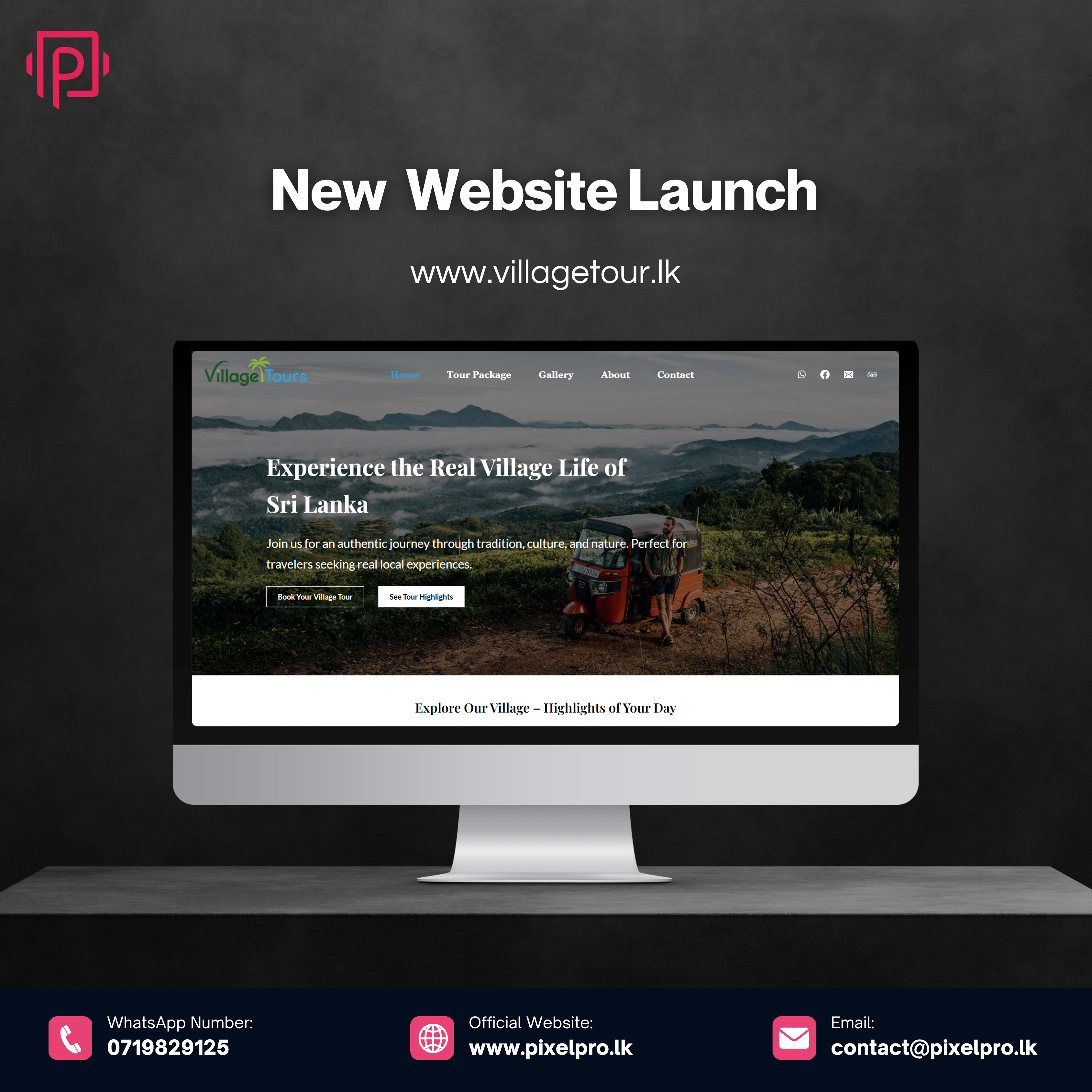 Village Tour Sri Lanka Tour Website — Tours Booking Website designed by PixelPro Solution Sri Lanka